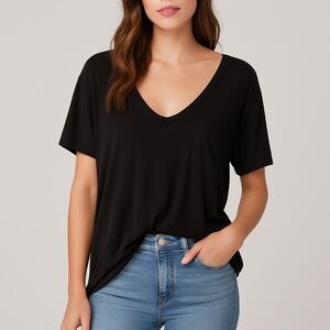 Wilfred | M | Black Loose Fit Deep V Tee